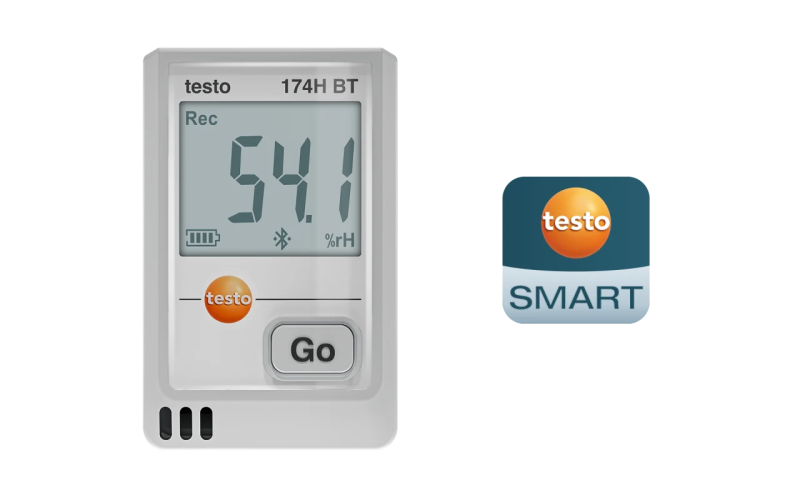 Testo 174 H BT miniaturní datalogger teploty a vlhkosti s Bluetooth a nástěnným držákem